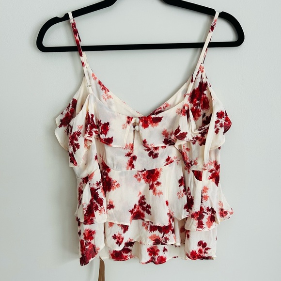 Reformation Floral V-Neck Ruffle Tank Top NWT Viscose Size Small - Picture 6 of 9